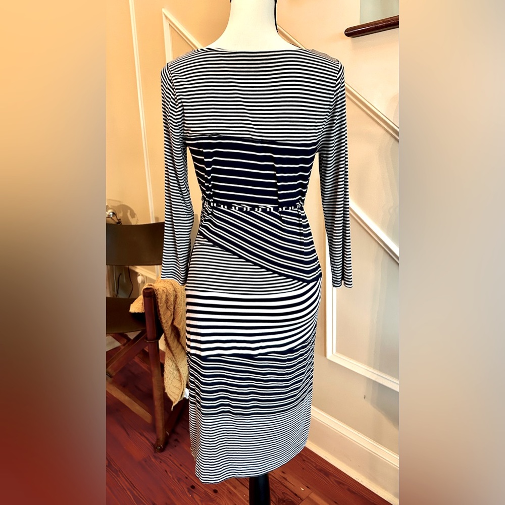 Gently used motherhood maternity navy and white stripe dress
